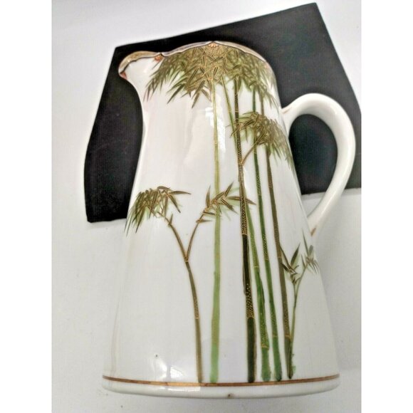 Asian Hand Painted Ceramic Pitcher - Bamboo Trees 6.5" Tall - Marked - Picture 10 of 10